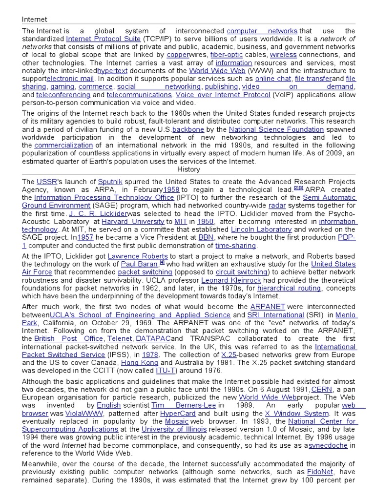 Overview of the Internet's Evolution | PDF | Internet Protocol Suite ...
