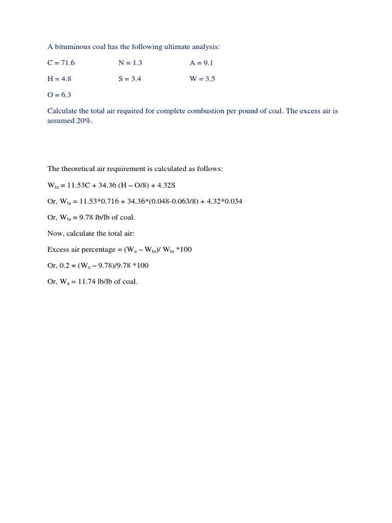 Calculation of Excess Air PDF Combustion Exhaust Gas