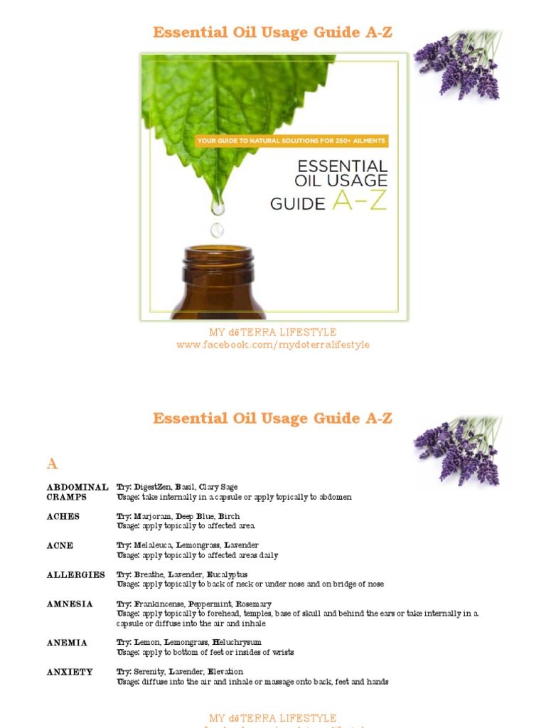 A-Z Essential Oil Usage Guide | PDF | Essential Oil | Lavandula
