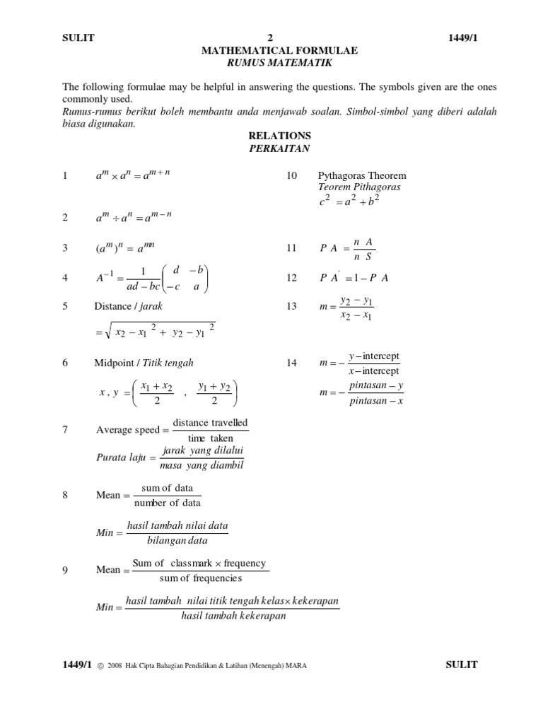 Essential Mathematical Formulae Guide | PDF