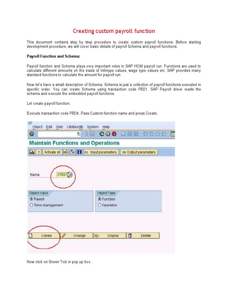 Sap Hcm Creating Custom Payroll Function Doc Subroutine Parameter Computer Programming
