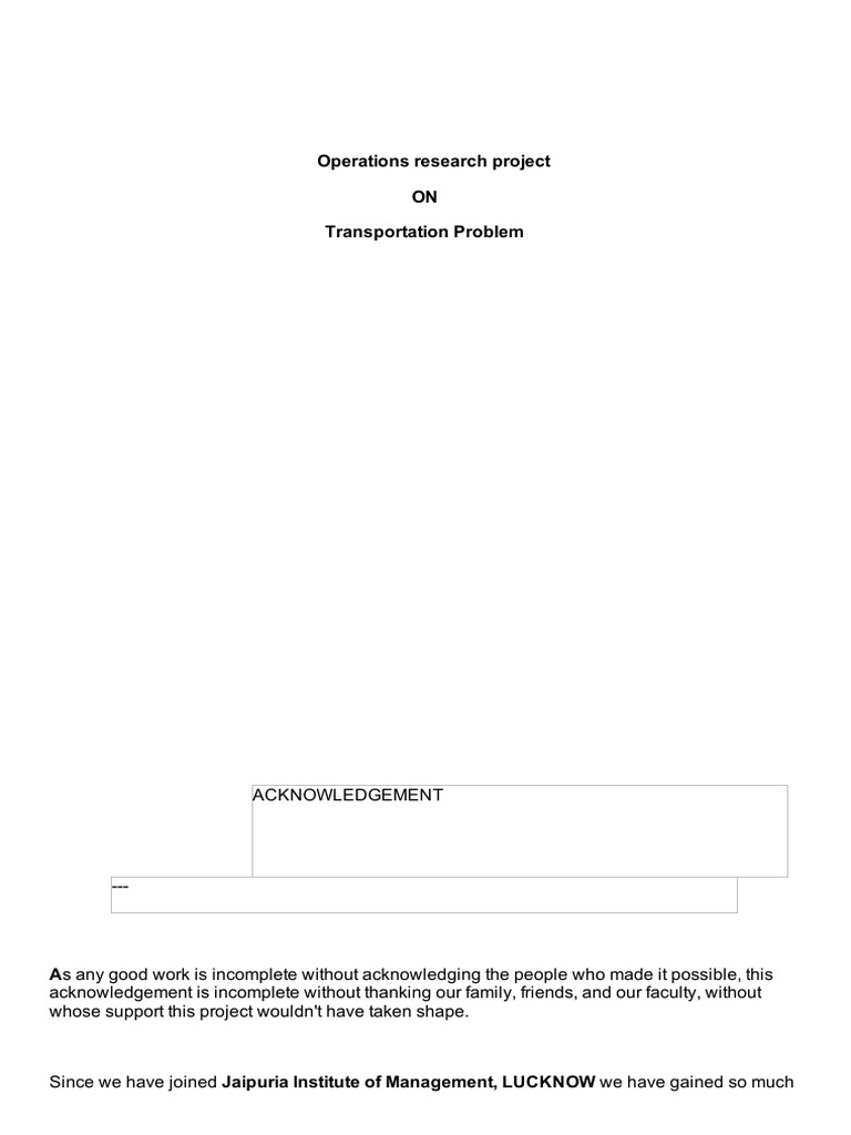 Operations Research Project | PDF | Linear Programming | Mathematical ...