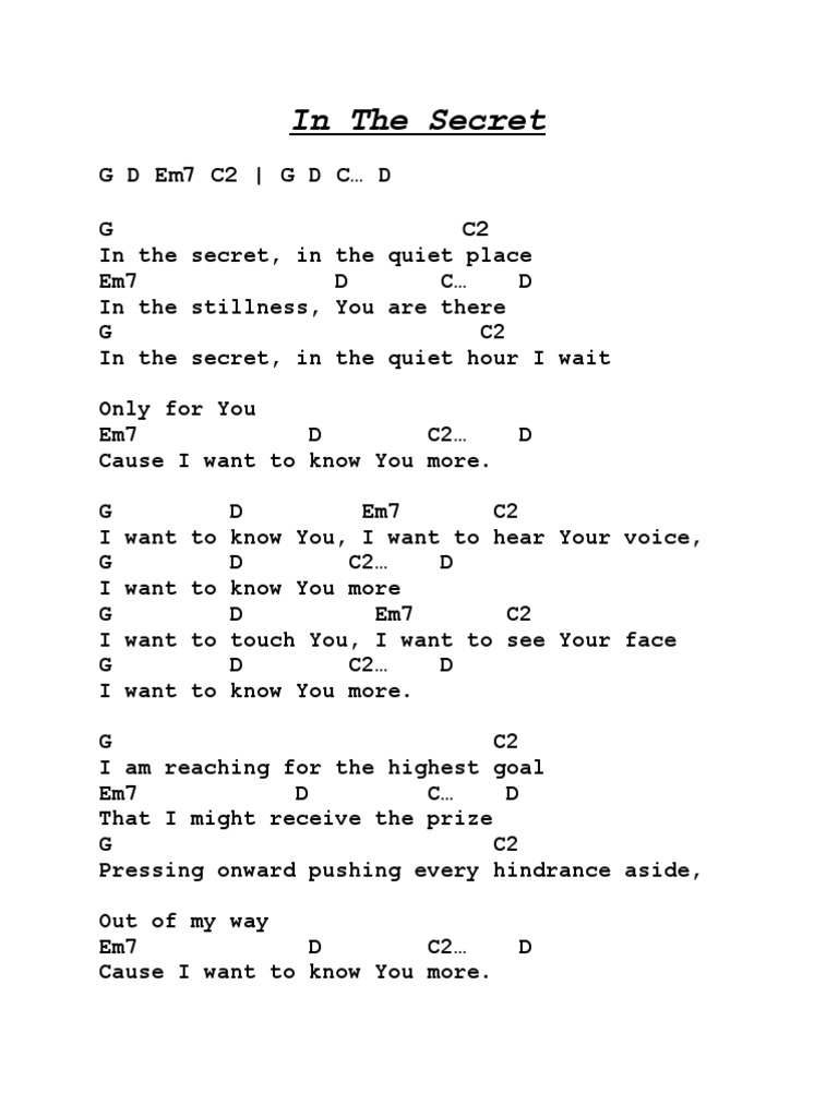In The Secret: Chords and Lyrics | PDF