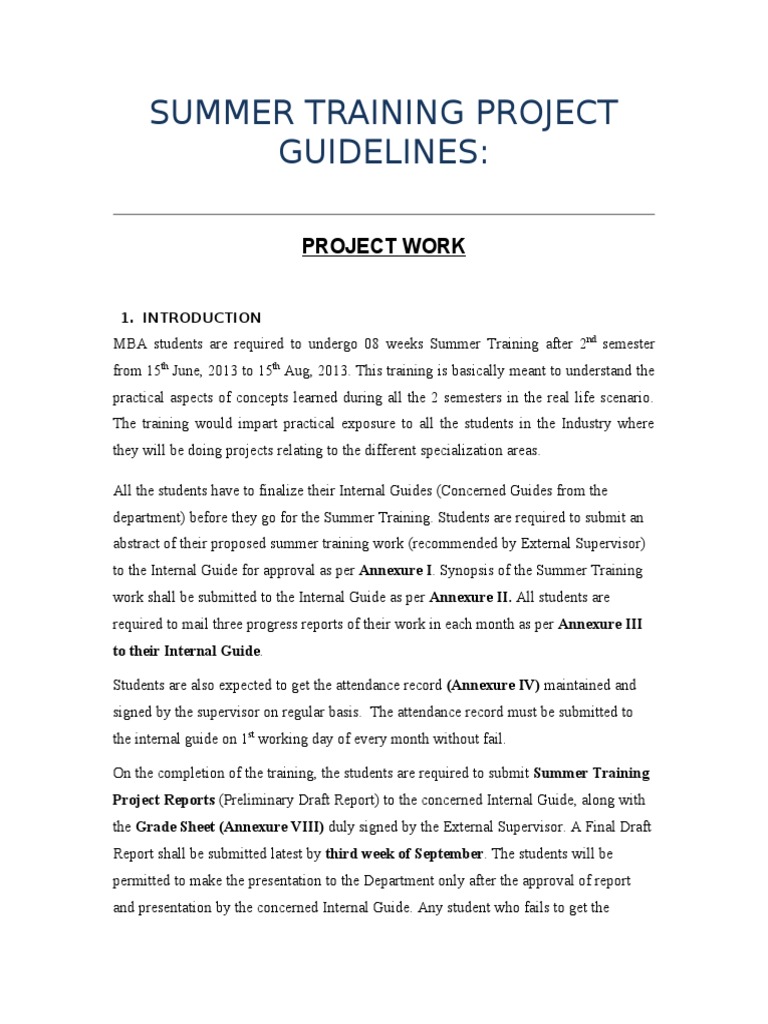 MBA Summer Training Guide | PDF