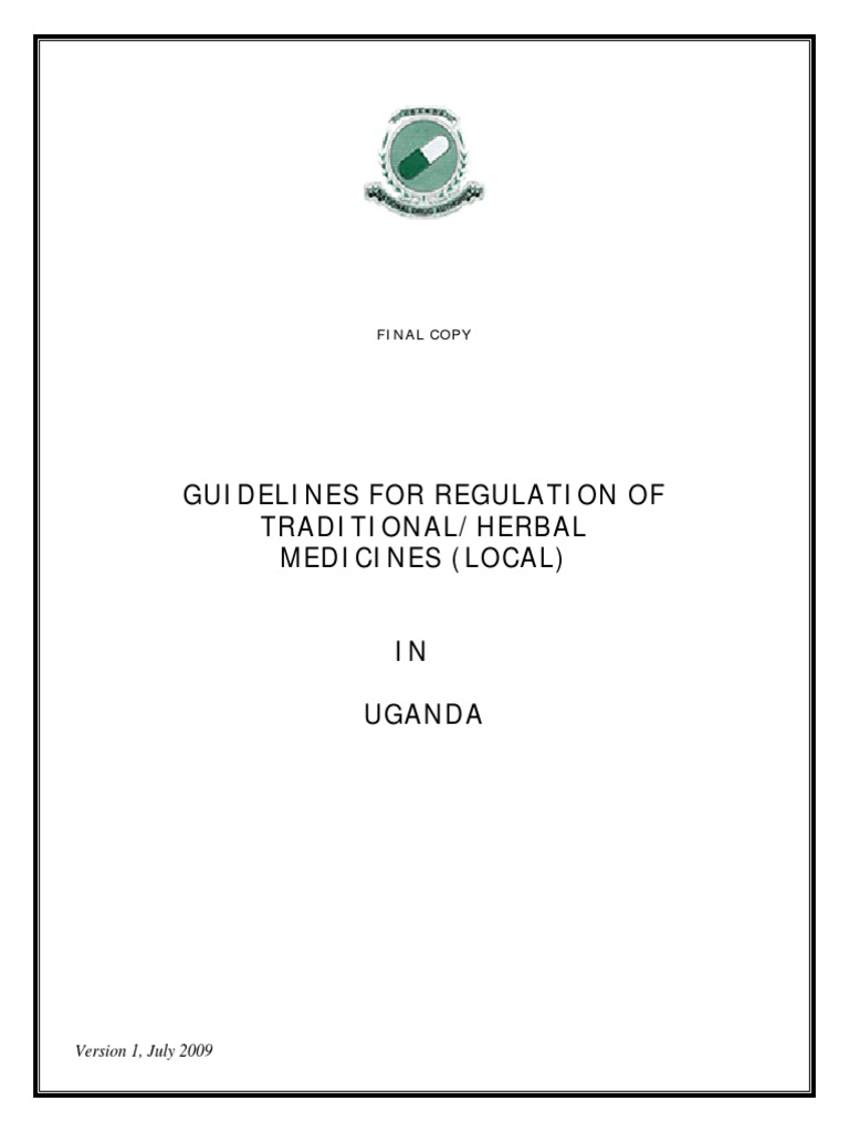 GUIDELINES FOR REGULATION OF HERBS in UGANDA PDF PDF Pharmaceutical