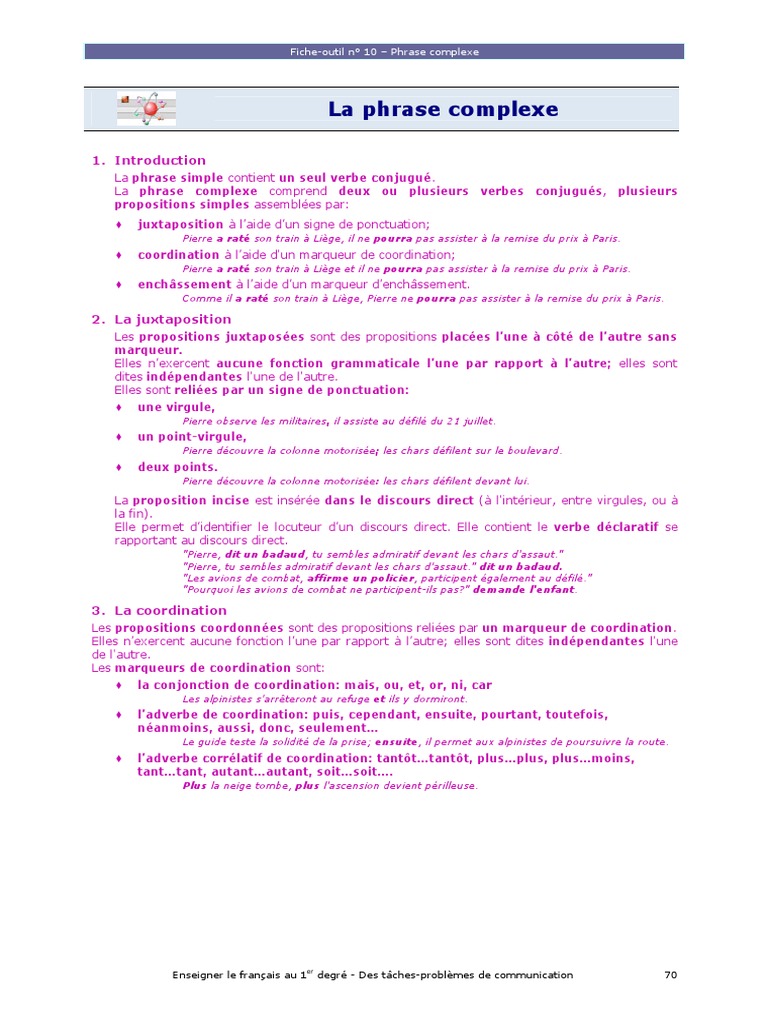Comprendre la phrase complexe en français | PDF