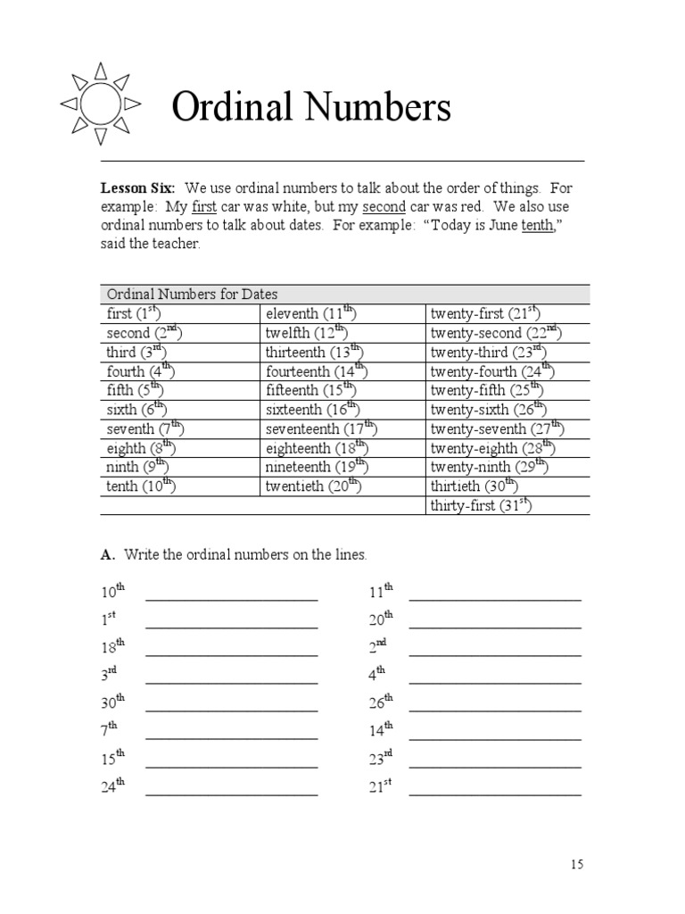 15 Ordinal Numbers PDF | PDF