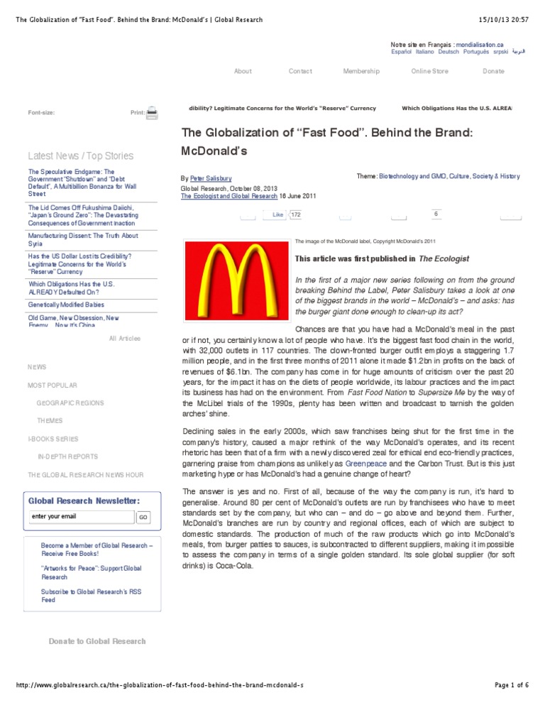 The globalization of mcdonalds