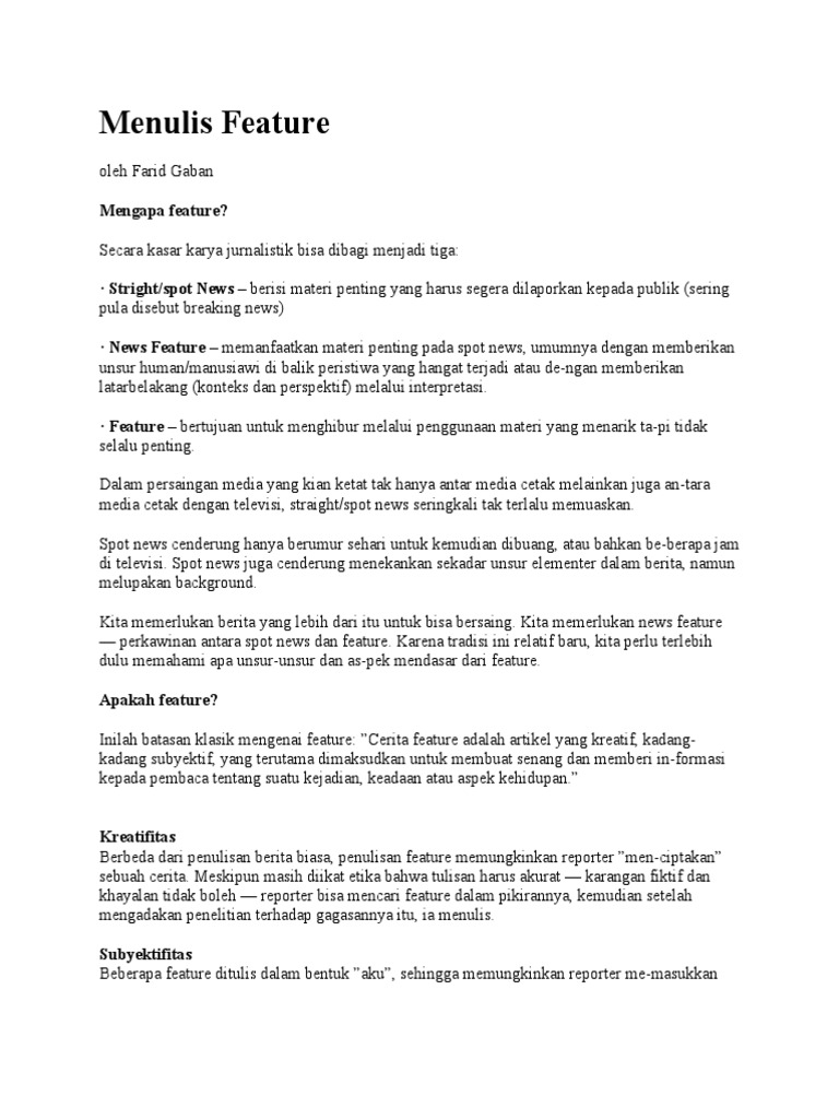 Menulis Feature Pdf