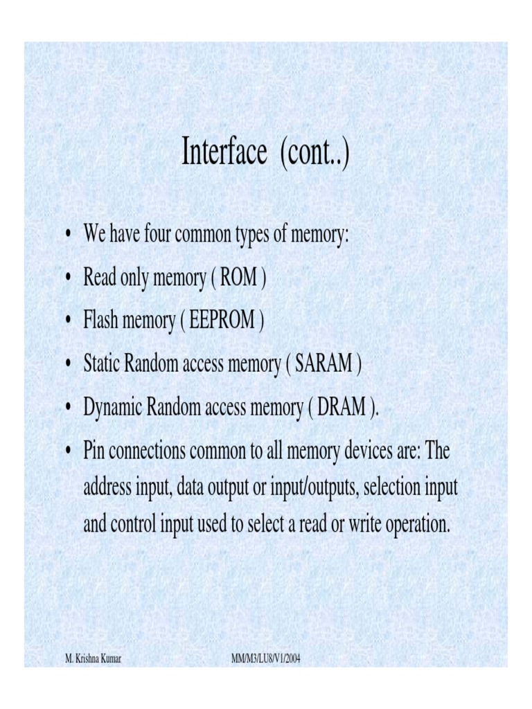 Interfacing RAM and ROM with 8086 | PDF