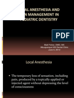 Local Anesthesia and Pain Management in Pediatric Dentistry