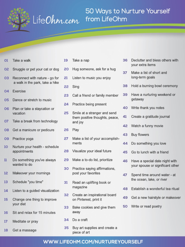 50 Ways to Nurture Yourself | PDF | Self-Improvement