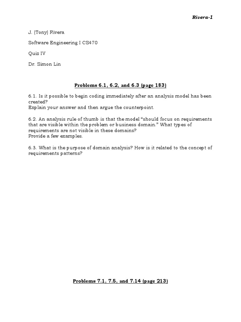 Software Engineering Quiz Analysis | PDF