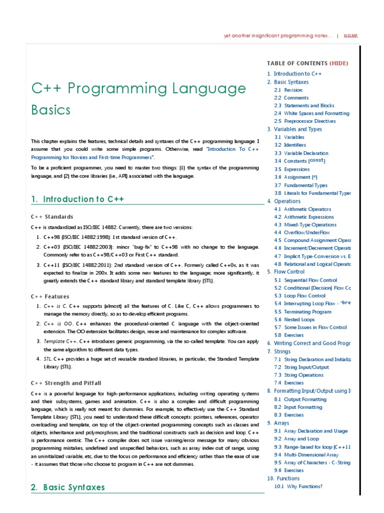 C++ Basics - C++ Programming Tutorial PDF | PDF | Data Type | C++
