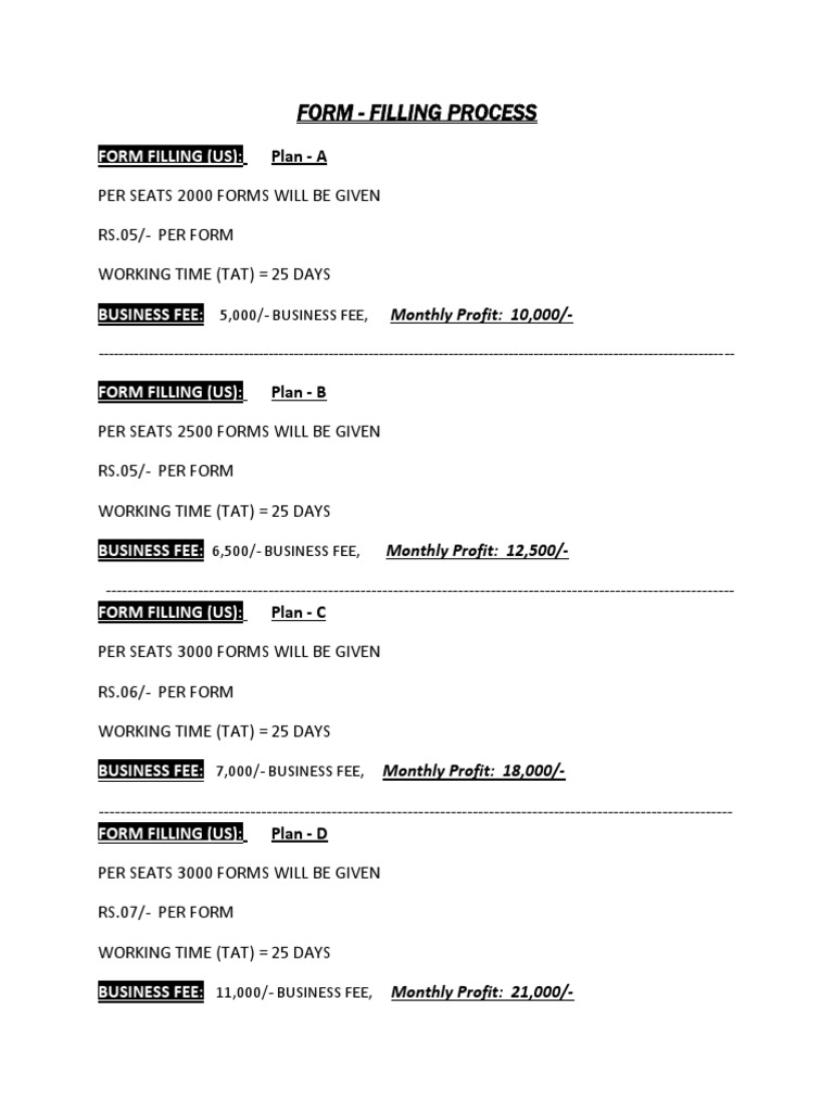 Form Filling Business Plans | PDF | Finance & Money Management