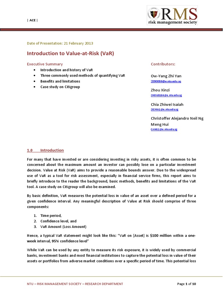 Understanding Value-at-Risk (VaR) Methods | PDF | Value At Risk | Risk