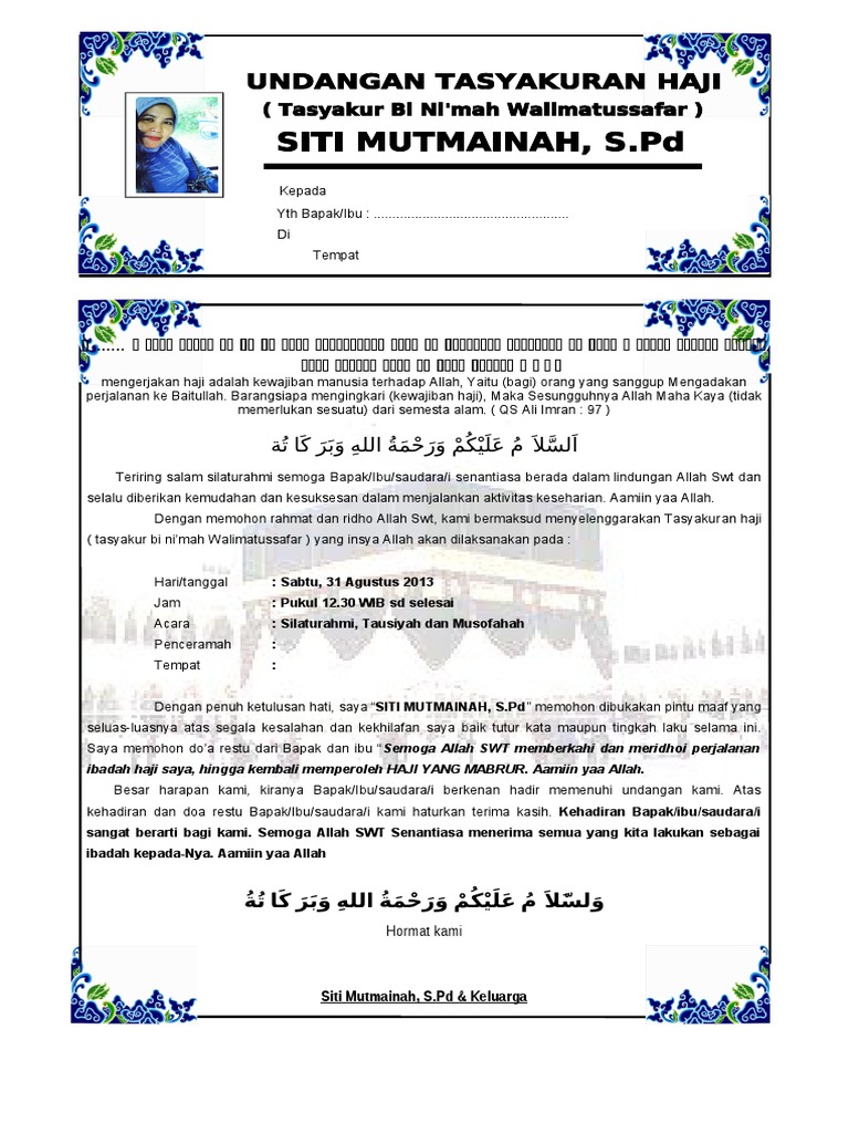 1010+ Contoh Undangan Syukuran Naik Haji Bahasa Sunda Gratis Terbaru