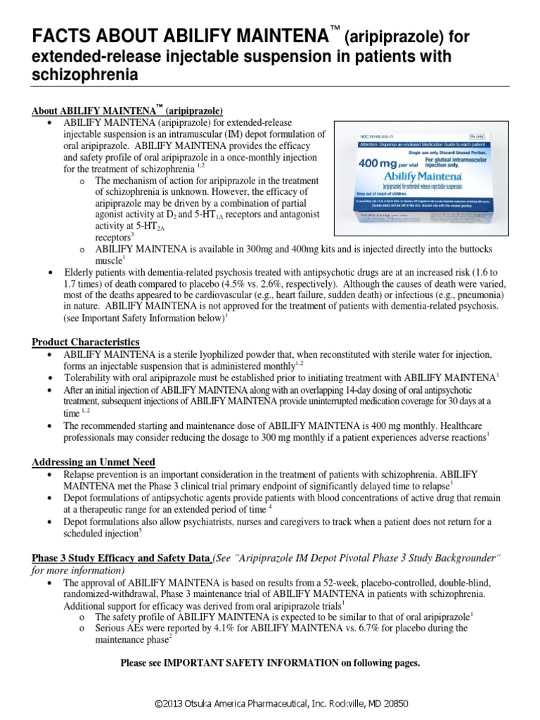 Facts About Abilify Maintena: (Aripiprazole) For Extended-Release ...