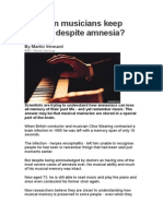 How Can Musicians Keep Playing Despite Amnesia