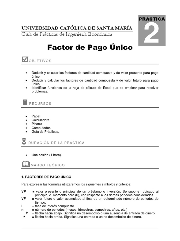 Guía de Prácticas de Ingeniería Económica | PDF