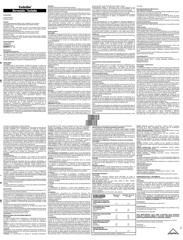 Colmibe: Composición y Usos Médicos | PDF | Lipoproteína | Colesterol
