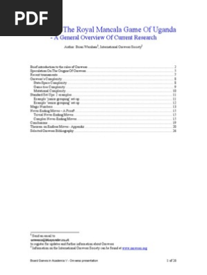 Omweso Pdf Games Of Mental Skill Abstract Strategy Games