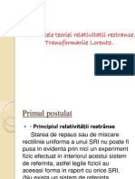 Postulatele Teoriei Relativitatii Restranse