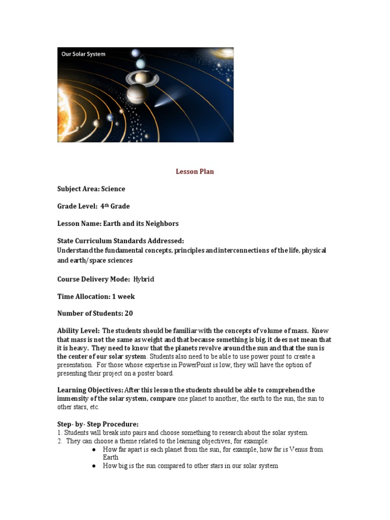 Final Lesson Plan Planets Saturn