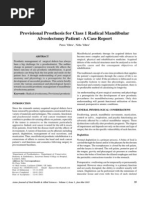 Provisional Prosthesis For Class 1 Radical Mandibular Alveolectomy Patient - A Case Report