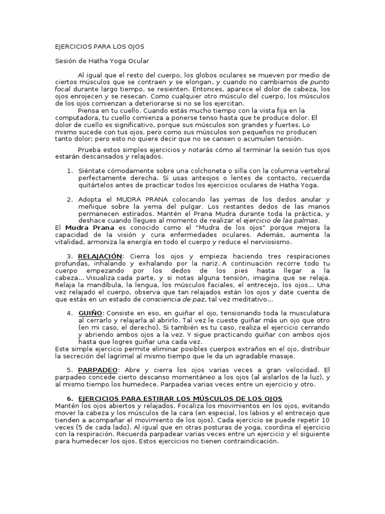 Ejercicios para Los Ojos | PDF | Ojo | Músculo
