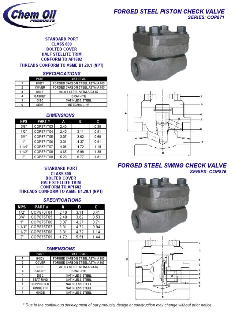 Chem Oil Check Valve.pdf Valve Pipe (Fluid Conveyance)