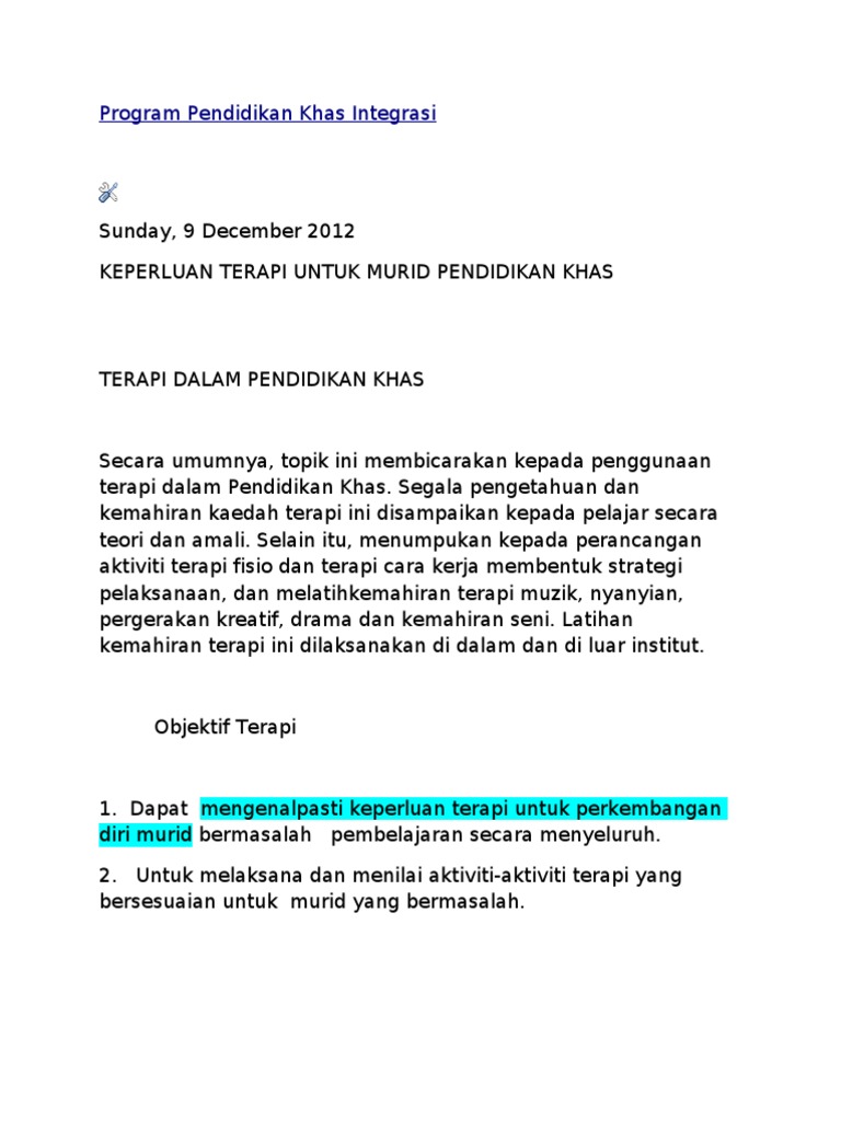 Terapi Program Pendidikan Khas Integrasi 3 Pdf