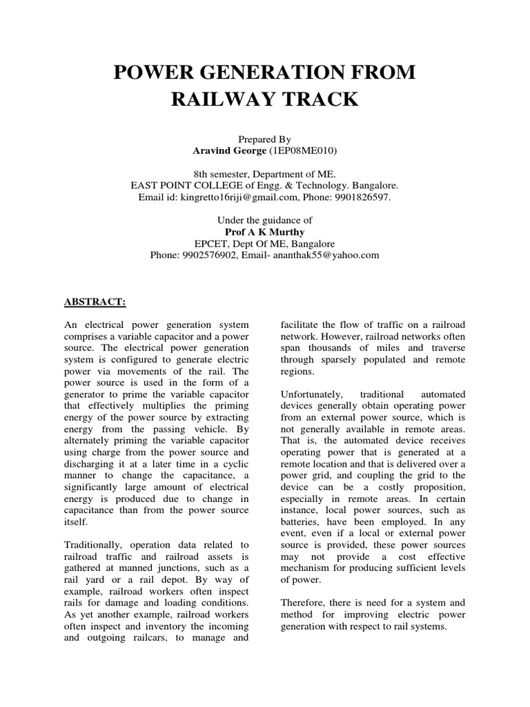 Railway Track Power Generation System | PDF | Dielectric | Capacitor