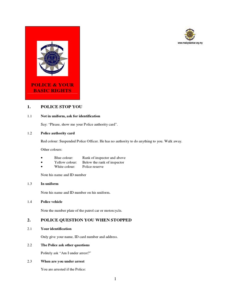 Police & Your Basic Rights | PDF | Remand (Detention) | Right To Silence