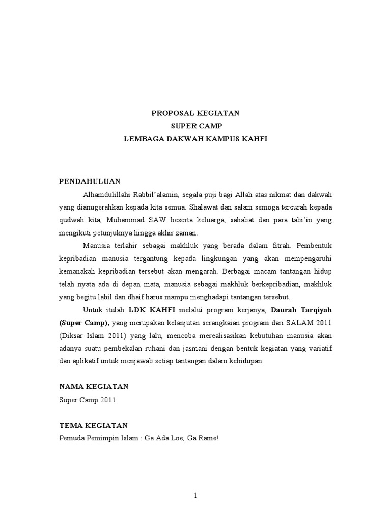 Proposal Kegiatan Super Camp 2011 New Doc