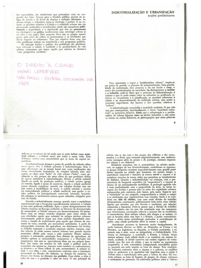 O Direito Á Cidade Henri Lefebvre PDF PDF