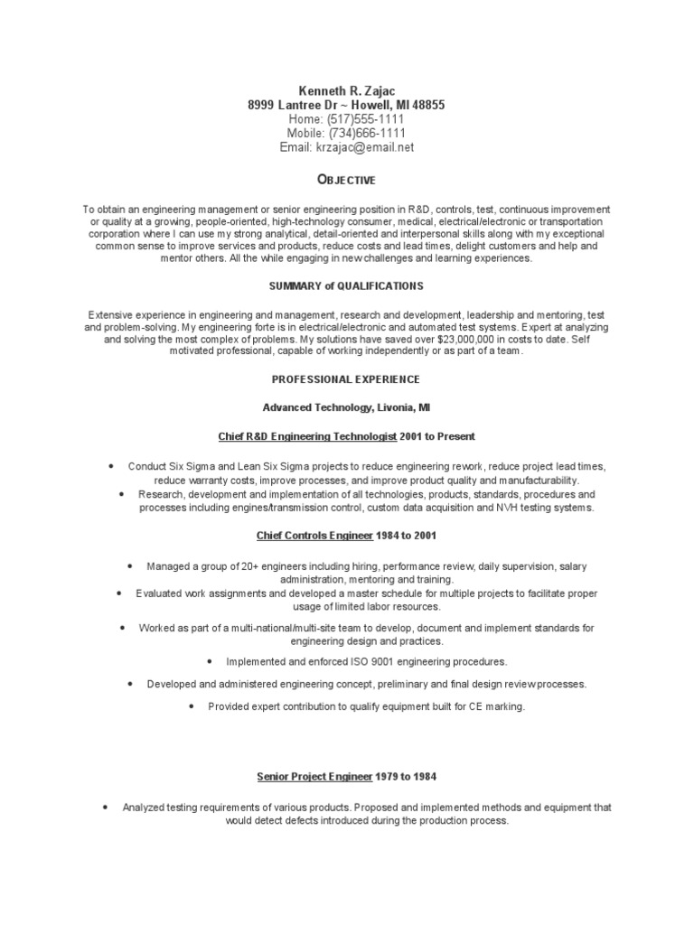 doc engineer job resume rfic