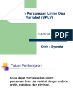 Sistem Persamaan Linier Dua Variabel SPLV