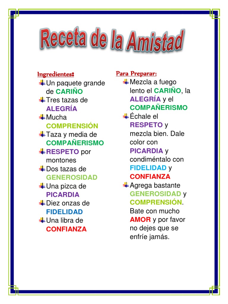 Receta de La Amistad | PDF