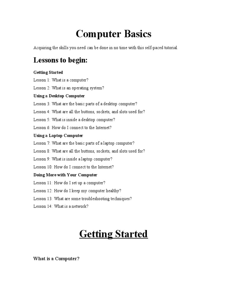 Computer Basics Notes | PDF | Operating System | Internet Access