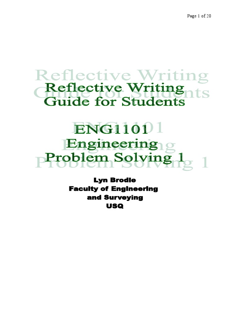 Reflective Writing Guide - Brodie PDF | PDF | Educational Assessment ...