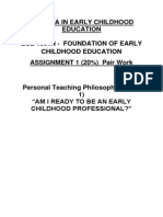 Diploma in Early Childhood Education Ece 1001N - Foundation of Early Childhood Education ASSIGNMENT 1 (20%) Pair Work