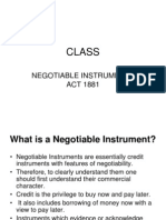 Class: Negotiable Instruments ACT 1881