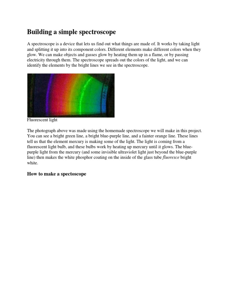 Building A Simple Spectroscope PDF