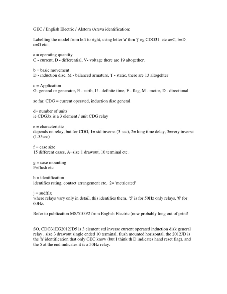 ANSI Codes For Relay Identification PDF