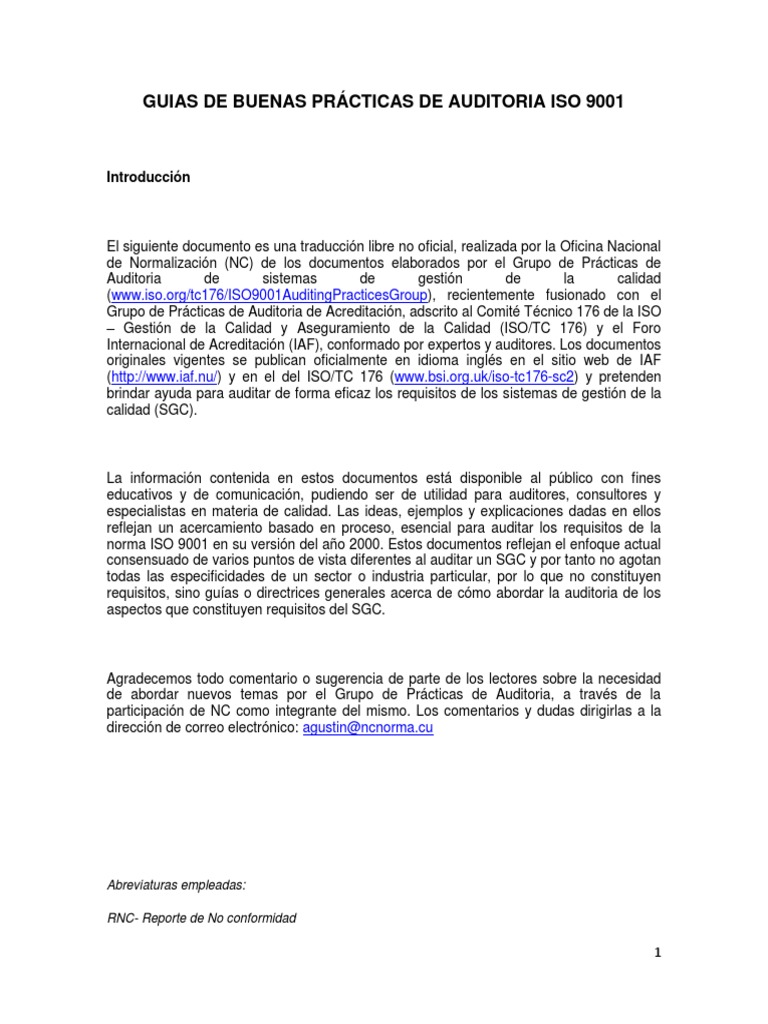 Guias de Buenas Prácticas de Auditoria Iso 9001 | PDF | Contralor | Diseño