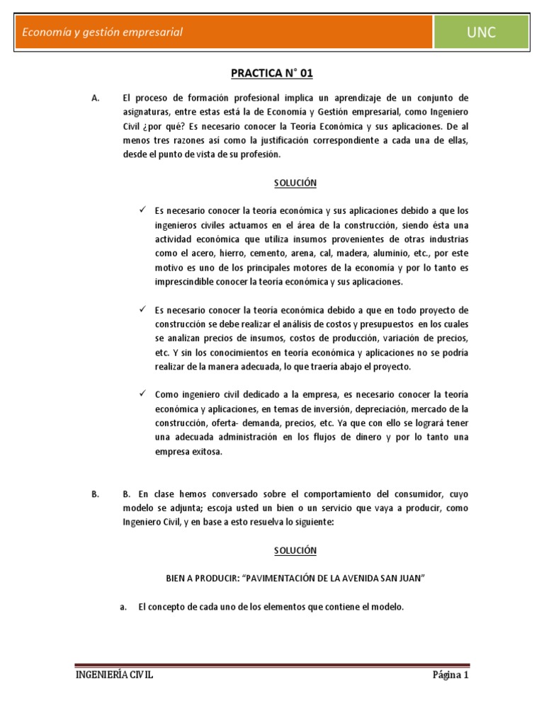 PRACTICA 01 Economía | PDF | Elasticidad (economía) | Oferta (economía)