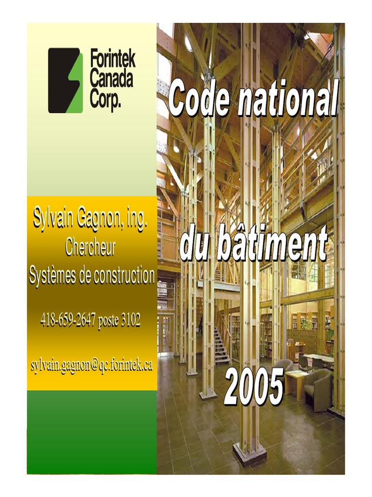Code du bâtiment Canada 2005: Nouveautés | PDF | Sécurité | Science