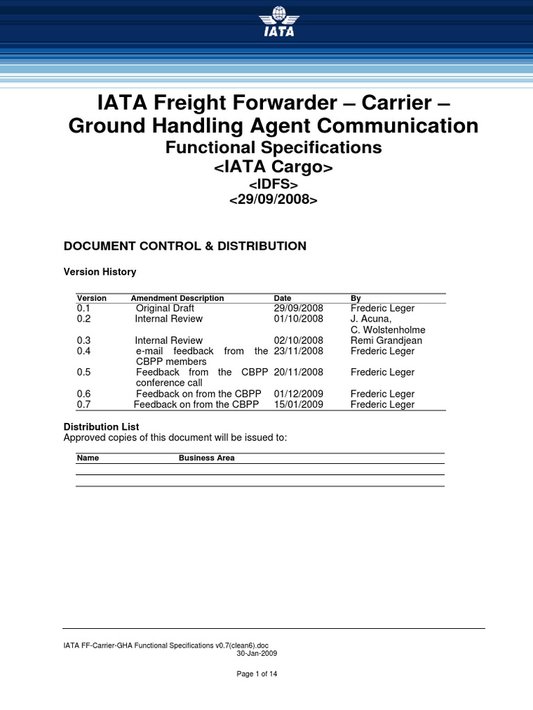 IATA Freight Forwarder Communication Specs | PDF | Commercial Item ...