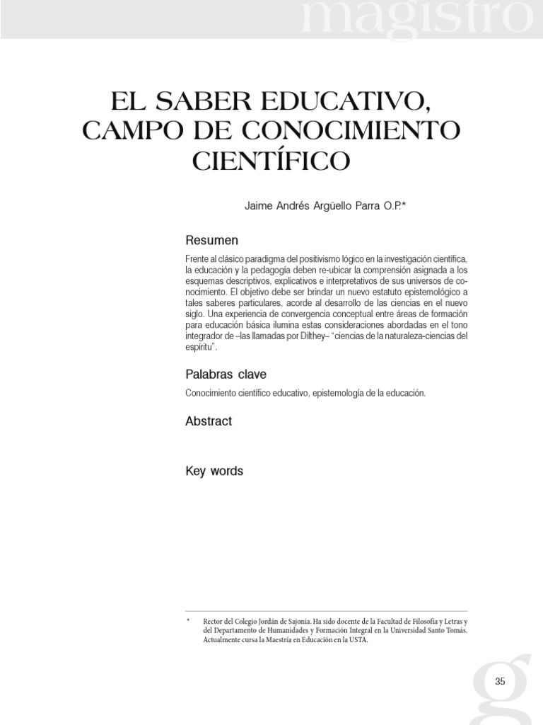 Epistemología del Conocimiento Educativo | PDF | Science | Conocimiento